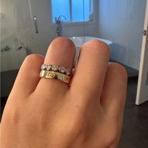 Gorgeous Sterling and Goldplated Moissanite Ring Set